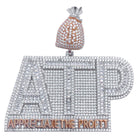 .925 Silver ATP Appreciate the Profit Baguette VVS CZ Iced Out Pendant White Gold HipHopBling