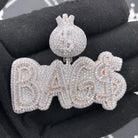 .925 Silver BAG$ VVS CZ Iced Out Pendant White Gold HipHopBling