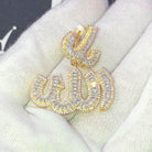 .925 Silver Baguette Allah Arabic VVS CZ Iced Out Pendant Yellow Gold HipHopBling