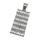 .925 Silver Baguette CZ Bling Bling Dog Tag Pendant White Gold HipHopBling