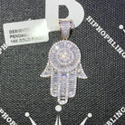 .925 Silver Baguette Hamsa VVS CZ Iced Out Pendant Yellow Gold HipHopBling