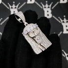 .925 Silver Big Stone Crown Baguette Jesus VVS CZ Pendant White Gold HipHopBling