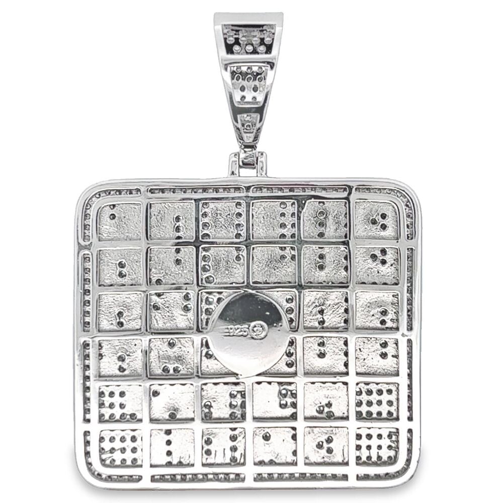 .925 Silver Billion Dollar Baby CZ Iced Out Pendant White Gold HipHopBling