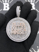 .925 Silver Billion Dollar Mindset Baguette VVS CZ Iced Out Pendant White Gold HipHopBling