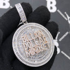.925 Silver Billion Dollar Mindset Baguette VVS CZ Iced Out Pendant White Gold HipHopBling