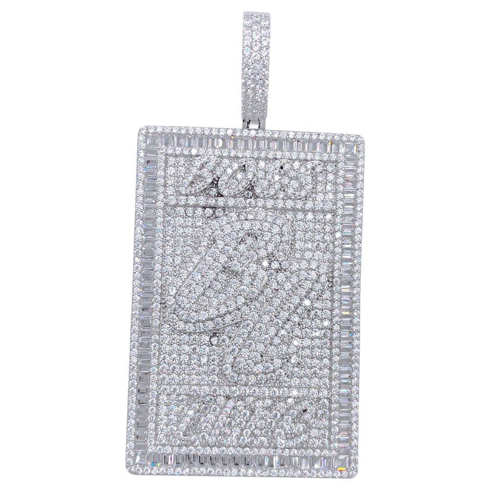 .925 Silver BL Boss Life Baguette VVS CZ Iced Out Pendant White Gold HipHopBling