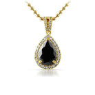 .925 Silver Black Pear Cut Gem Bling Pendant Gold HipHopBling