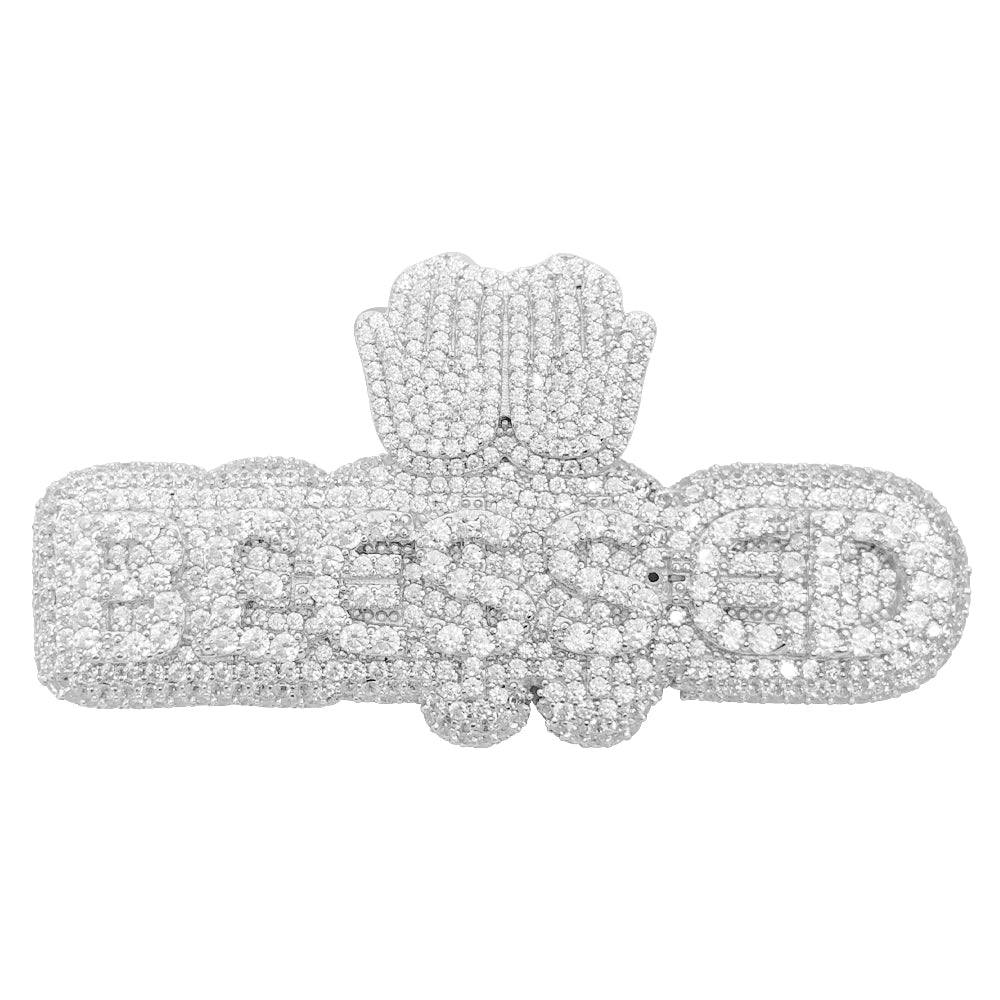 .925 Silver BLE$$ED CZ Iced Out Pendant HipHopBling