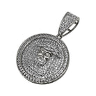 .925 Silver Bling Bling Mini Rhodium Jesus CZ Circle Pendant White Gold HipHopBling