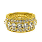 .925 Silver Bling Bling Royal 360 Eternity Band Gold CZ Ring HipHopBling