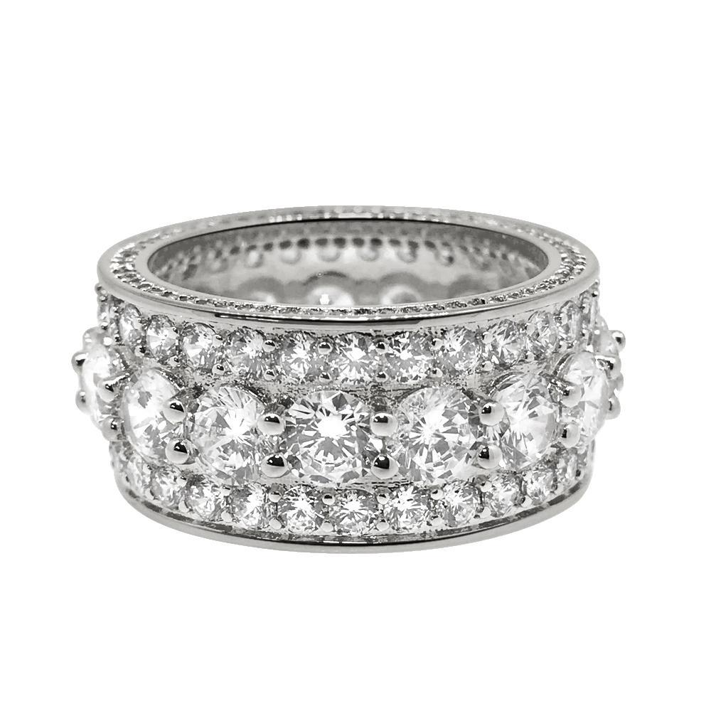 .925 Silver Bling Bling Royal 360 Eternity Band Rhodium CZ Ring 7 HipHopBling