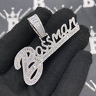 .925 Silver Bossman VVS CZ Iced Out Pendant White Gold HipHopBling