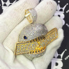 .925 Silver Bread Winner Shark VVS CZ Iced Out Pendant Yellow Gold HipHopBling