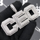 .925 Silver CEO 3D Baguette VVS CZ Iced Out Pendant White Gold HipHopBling