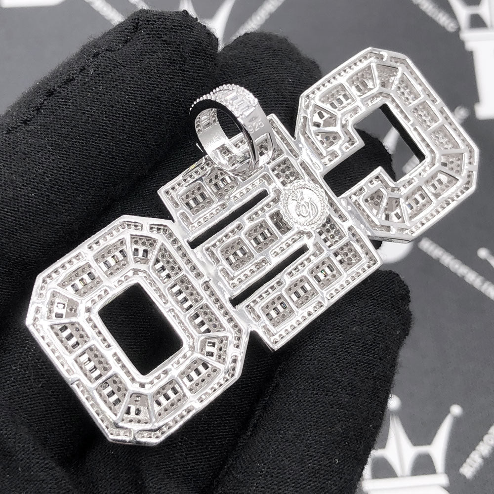 .925 Silver CEO 3D Baguette VVS CZ Iced Out Pendant White Gold HipHopBling
