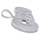 .925 Silver CEO 3D Baguette VVS CZ Iced Out Pendant White Gold HipHopBling