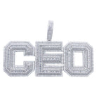 .925 Silver CEO 3D Baguette VVS CZ Iced Out Pendant White Gold HipHopBling