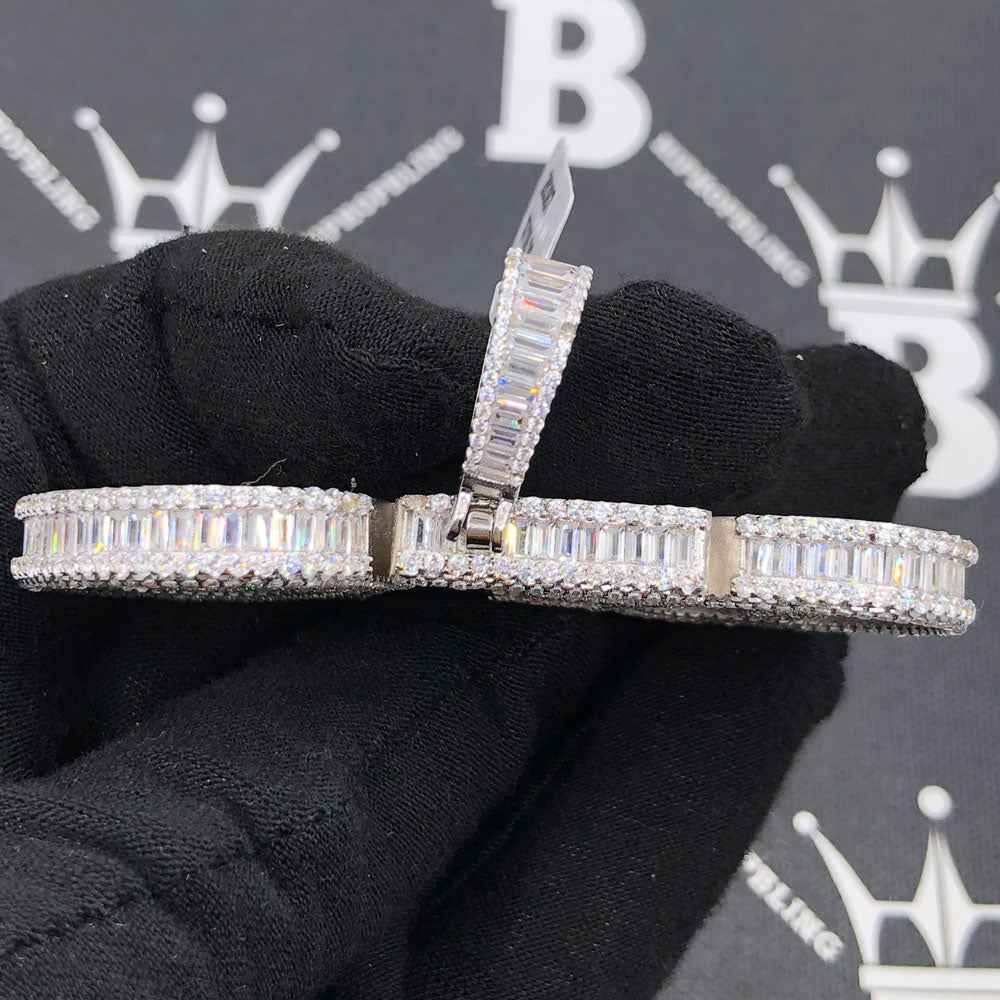 .925 Silver CEO 3D Baguette VVS CZ Iced Out Pendant White Gold HipHopBling