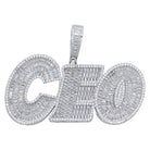 .925 Silver CEO 3D Baguette VVS CZ Iced Out Pendant White Gold HipHopBling