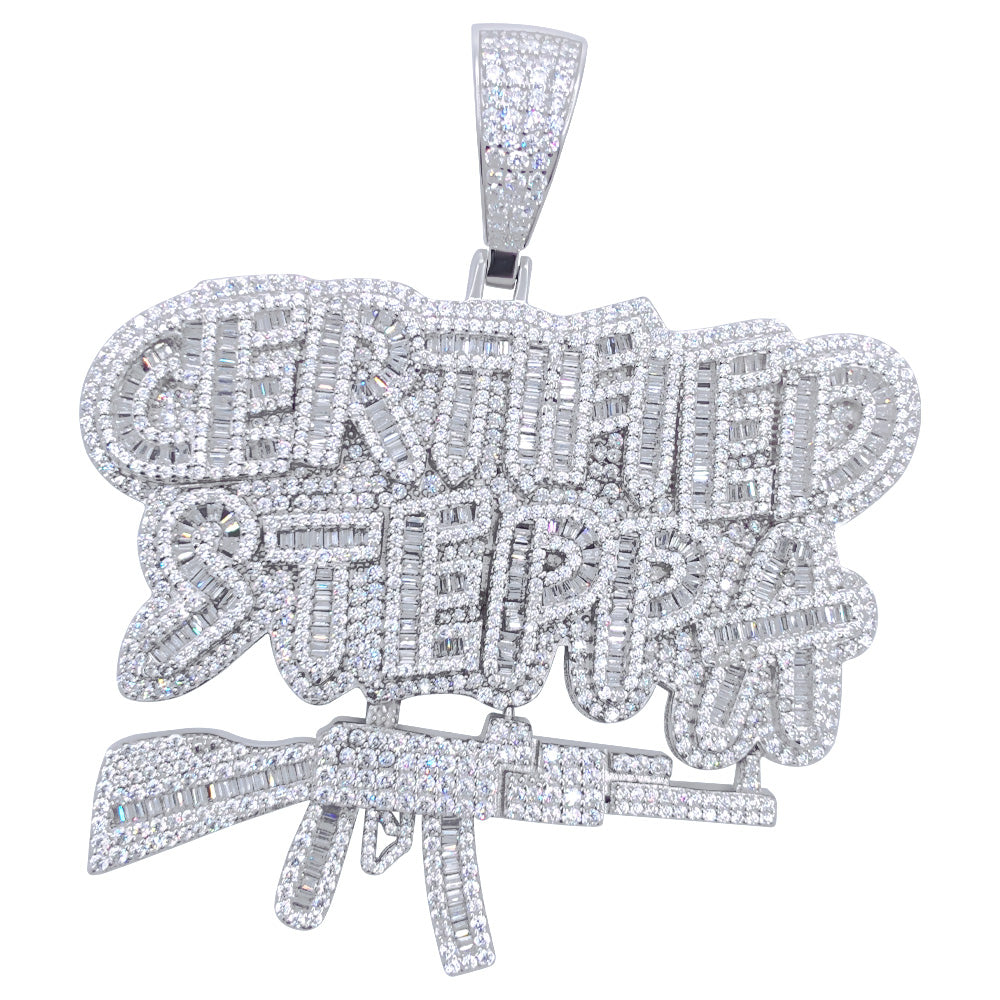 .925 Silver CERTIFIED STEPPA VVS CZ Iced Out Pendant HipHopBling