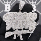.925 Silver CERTIFIED STEPPA VVS CZ Iced Out Pendant White Gold HipHopBling