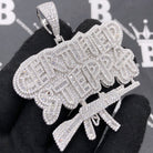 .925 Silver CERTIFIED STEPPA VVS CZ Iced Out Pendant White Gold HipHopBling