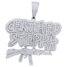 .925 Silver CERTIFIED STEPPA VVS CZ Iced Out Pendant White Gold HipHopBling