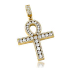 .925 Silver Channel Set Ankh Bling Bling Cross Rhodium White Gold HipHopBling