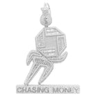 .925 Silver Chasing Money Baguette CZ Iced Out Pendant HipHopBling