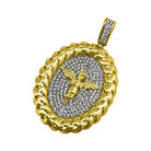 .925 Silver Cherub Angel Gold Cuban Oval CZ Pendant HipHopBling
