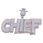 .925 Silver CHIEF VVS CZ Iced Out Pendant White Gold HipHopBling