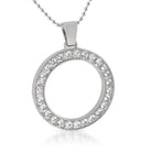 .925 Silver Circle 41MM Bezel CZ Bling Bling Pendant White Gold HipHopBling