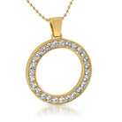 .925 Silver Circle 41MM Bezel CZ Bling Bling Pendant Yellow Gold HipHopBling