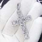 .925 Silver Custom Baguette Cluster Cross VVS CZ Iced Out Pendant Yellow Gold HipHopBling
