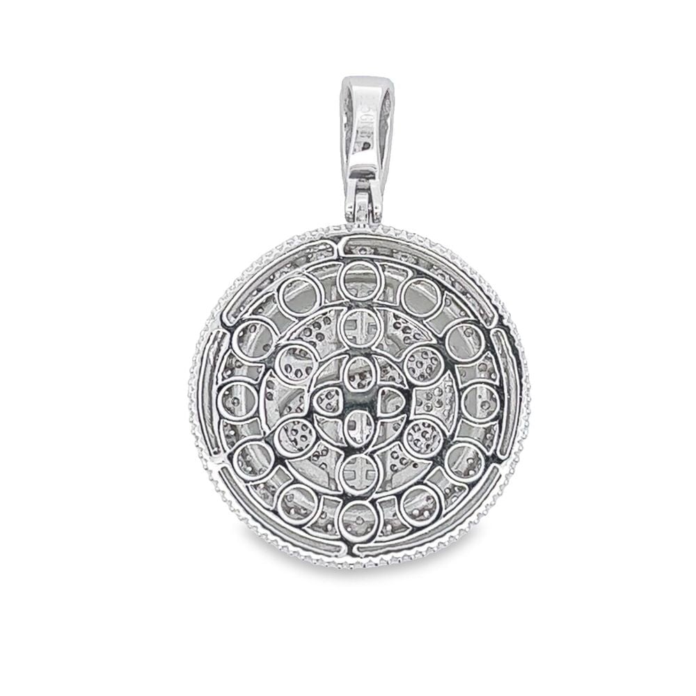 .925 Silver Dollar Sign $ Cluster Medallion CZ Iced Out Pendant HipHopBling