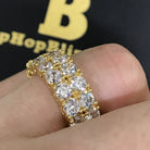 .925 Silver Double Eternity Band 360 Gold CZ Bling Ring HipHopBling
