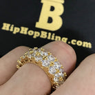 .925 Silver Double Eternity Band 360 Gold CZ Bling Ring HipHopBling