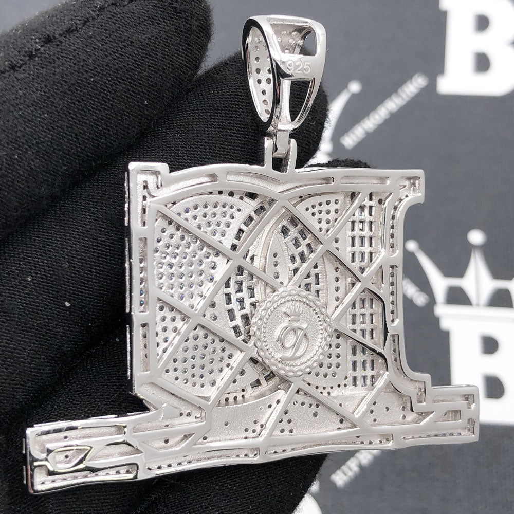 .925 Silver Dream Chasers DC Baguette CZ Iced Out Pendant HipHopBling