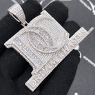 .925 Silver Dream Chasers DC Baguette CZ Iced Out Pendant White Gold HipHopBling