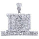 .925 Silver Dream Chasers DC Baguette CZ Iced Out Pendant White Gold HipHopBling
