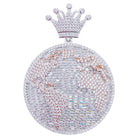 .925 Silver Earth World Map Baguette VVS Iced Out Pendant White Gold HipHopBling