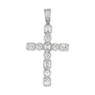 .925 Silver Emerald and Round Cut CZ Cross White Gold HipHopBling