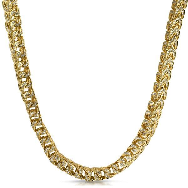 .925 Silver Franco CZ 8MM Bling Bling Chain Gold 20" HipHopBling