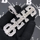 .925 Silver GLYB Grind Like Ya Broke Baguette CZ Iced Out Pendant White Gold HipHopBling