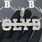 .925 Silver GLYB Grind Like Ya Broke Baguette CZ Iced Out Pendant White Gold HipHopBling