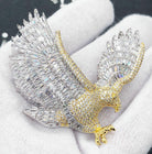 .925 Silver Hawk Baguette VVS CZ Iced Out Pendant Yellow Gold HipHopBling