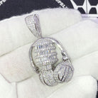 .925 Silver Hip Hop Microphone Baguette VVS CZ Iced Out Pendant White Gold HipHopBling