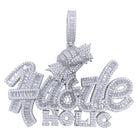 .925 Silver Hustle Holic Baguette VVS CZ Iced Out Pendant White Gold HipHopBling