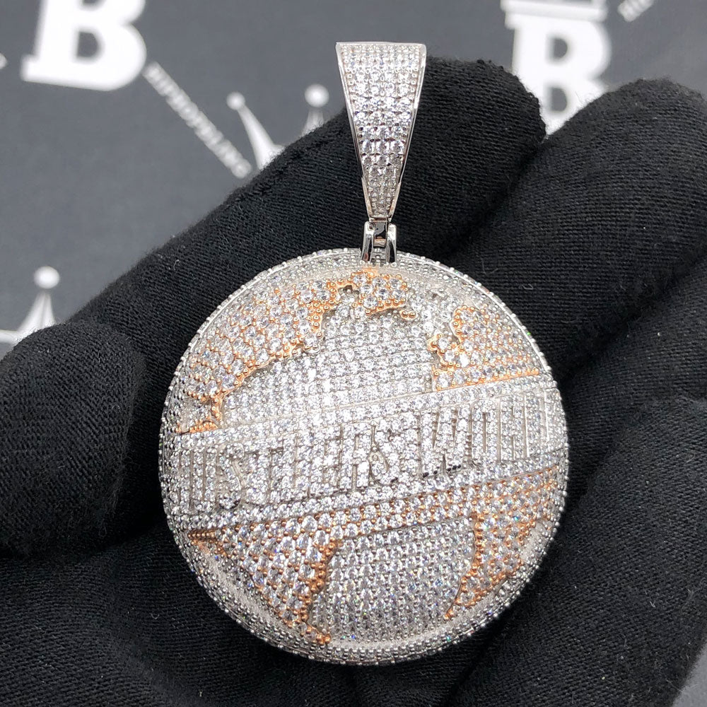 .925 Silver Hustlers World VVS CZ Iced Out Pendant HipHopBling