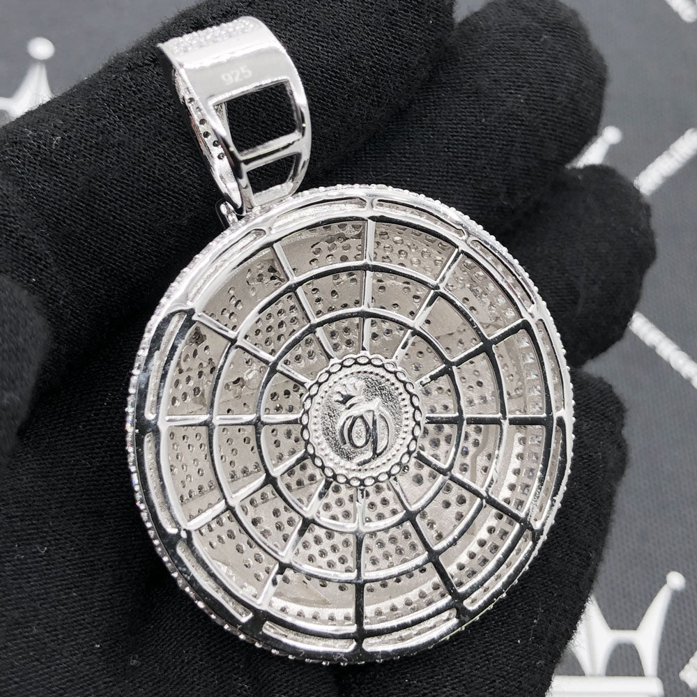 .925 Silver Hustlers World VVS CZ Iced Out Pendant White Gold HipHopBling